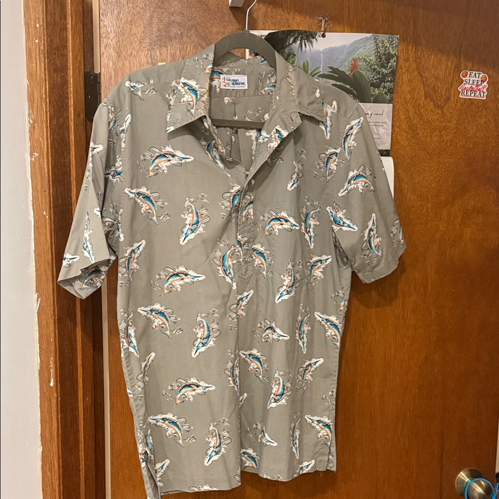 Reyn Spooner Olive Tropical Print Shirt